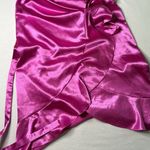 Maje  Fuscia Pink Satin High Low Midi Wrap Ruffle Dress Photo 7
