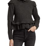 Ganni Phantom Gray Ruffle Open Back Wool Sweater XS NWT Photo 0