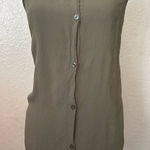 BCBGeneration  Olive Button-Down Sleeveless Top. Photo 0