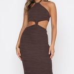White Fox Boutique White Fox Brown Cut-Out Midi Dress Going Out Halter High Neck Photo 1
