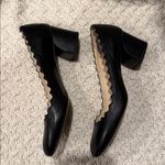 Chloé Chloe Scalloped Lauren Womens 35 Made in Italy Black Leather Heels Photo 2