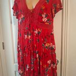 Torrid Sz 1 Floral Red Dress with Lace Detail Photo 2