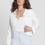 Guess NEW White Denim Sexy Trucker Jacket Large Photo 1