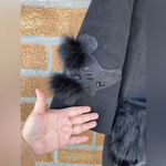 Kobi Halperin X Erte Anisa Fox and Rabbit Fur Combo Coat w/ Crystal Brooches L Black Size L Photo 6