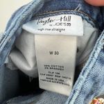 joe's jeans Joes 30x33 Taylor Hill Blue Medium Wash High Rise Straight Patch Lace Jeans Photo 12