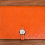 Orange Pebbled Leather Wallet Organizer Photo 0
