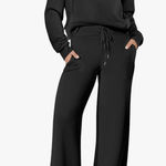 NWT ANRABESS 2 Piece Black Wide Leg Pant Sweatsuit in Size Medium Photo 0