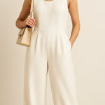 Bishop and Young White Jumpsuit Quiet Luxury Wide Leg Clean Girl Aesthetic Photo 0