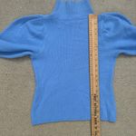 Diane Von Furstenberg  Blue Puff Sleeve Wool Cashmere Turtleneck Sweater SMALL Photo 7