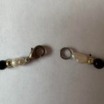 Handmade Pearl Black Onyx Gold Tone Bead Ankle Bracelet Photo 2