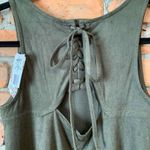 Pink republic  Womens Small Dress Olive Green Lace Up Back Tank Casual ALine Mini Photo 2