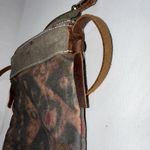Uchi Gold Splattered Small Canvas Crossbody Equestrian Boho Vintage Wear Purse Brown Photo 9