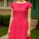J.Crew Hot Pink Laser-Cut Floral Cap Sleeve Dress Photo 0