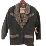 NWT Leather Suede Jacket Blazer Black Paisley Trim Western M Size M Photo 0