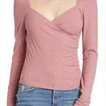 Abound  Womens Top Pink‎ Long Sleeve Faux Wrap size Large Photo 0