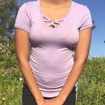 Lavender T Shirt With Cool Neckline Detailing Purple Photo 0