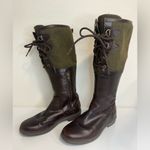 UGG  Elsa Waterproof Leather Boots Brown & Green Wool Women’s Size 7 Photo 6