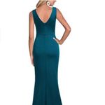 WOOSEA Women Sleeveless V Neck Split Long Dress, DARK GREEN, Size XL, Green Photo 1