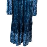 Frye and Co. velvet blouse sleeve tiered midi peasant teal floral dress Blue Size XXL Photo 3
