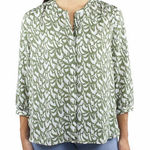 Jachs Girlfriend  size medium Olive army green and White Patterned Blouse Photo 0