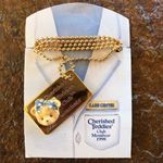 𝅺VINTAGE Enesco Cherished Teddies 1998 Club Membear necklace Gold Photo 1