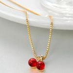 Cherry Pendant Necklace Gold Photo 0