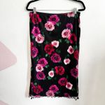 Miss Selfridge Black Pink Floral‎ Midi Skirt, Vintage, Y2K, Grunge, Goth, Dark Academia, Medium Photo 1