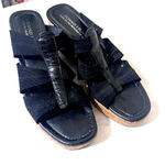 Donald Pliner Donald J Pliner Cork Platform Wedge Sandals Black Women's Size 9 Spain Photo 2