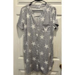 EKOUAER Sleep‎ Shirt Night Gown Button Front Womens Medium Stars Oversized Photo 3