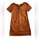 Patrons of Peace Brown Faux Suede Short Sleeve Dress XS Photo 2