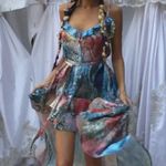 Suki So Juliet High Low Spaghetti Strap Ruffle Dress in Rainbow Snakeskin Large Photo 3