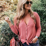 Abercrombie & Fitch ✨ Pink Front Tie Sz Medium Top Thermal✨ Photo 0