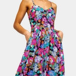 Rollas Size M Eve Tapestry Black Floral Print Button Up Midi Dress Size M Photo 0