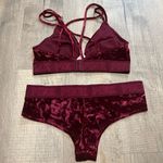 PINK - Victoria's Secret NWT  Velvet Bralette and Panty Set - Burgundy Photo 3
