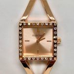 Ellen Tracy  rose gold tone watch quartz analog rhinestones 24mm size 7” running Photo 0