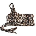 SheIn Bikini Top One Shoulder Side Tie Removable Cups Leopard Print M Photo 0