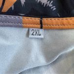 Halloween Novelty Top Womens 2X Orange Black Cats Pumpkins Short Sleeve Stretch Photo 3