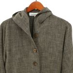 Caroline Rose Brown Linen Blend Hooded Button Front Jacket XS Photo 3