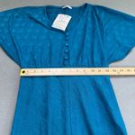 ZARA NWT  Maxi Dress S Women Aqua Geometric Print Button Front V Neck Flare Sleve Photo 3