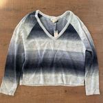 Rag Poets  new nwt capri ombré striped blue v-neck sweater Photo 1