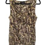Y2K Shiny Camo Gold Cowl Neck Sleeveless Top Club Rayon Summer Print Top Medium Photo 0