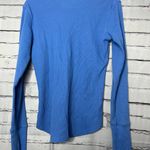 Columbia  Blue Ruched Long Sleeve Blouse V Neck 1/4 Button Light SZ S Petite Y2K Photo 7