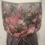 Hanae Mori Vintage Chiffon Gown Dress Floral seventies Made in USA Size 16 Japan Pink Photo 3