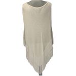 White House | Black Market Ecru and Gold Fringe Poncho Medium Photo 6