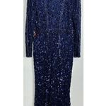 Mac Duggal  Embellished Long Sleeve Evening Gown in Midnight Blue Size US 16 NWT Photo 7