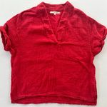 Xirena Avery Top Apple Red Size Medium Cotton Gauze Deep V Rolled Cap Sleeve Photo 1