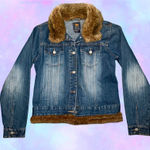 Route 66 Size Large  Denim Fur Trim 100% cotton Denim Jacket Photo 0