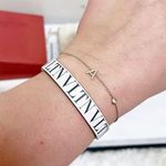 Valentino Garavani Authentic White & Black Thin Leather VLTN Buckle Bracelet Photo 11