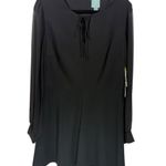 CeCe NWT  Sheer Sleeve‎ Tie Neck Ponte Knit Dress Black Size 12 Minimalist Photo 0