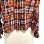 Anthropologie Boxy Distressed Cropped Plaid Button Front Shirt size Small Photo 1